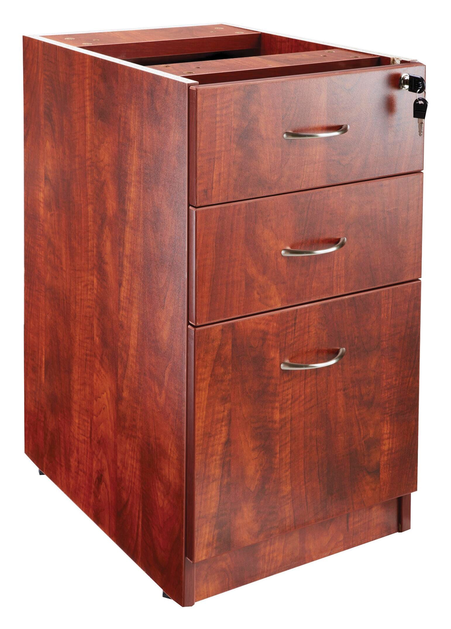 Lorell Essentials Series Cherry Laminate, Fixed Pedestal, Box/Box/File, 15-1/2 x 21-7/8 x 28-1/2 Inches, Cherry 1505944
